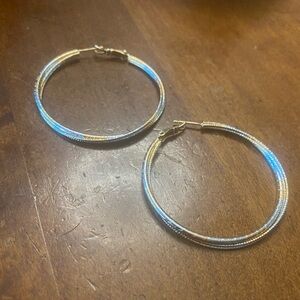 Gold played hoop earrings